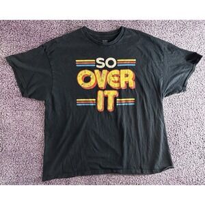 So Over It T-Shirt Men's 2XL Black Retro Graphic Tee 100% Cotton